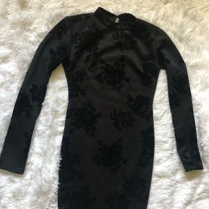 Long Sleeved Mock Neck Backless Dress